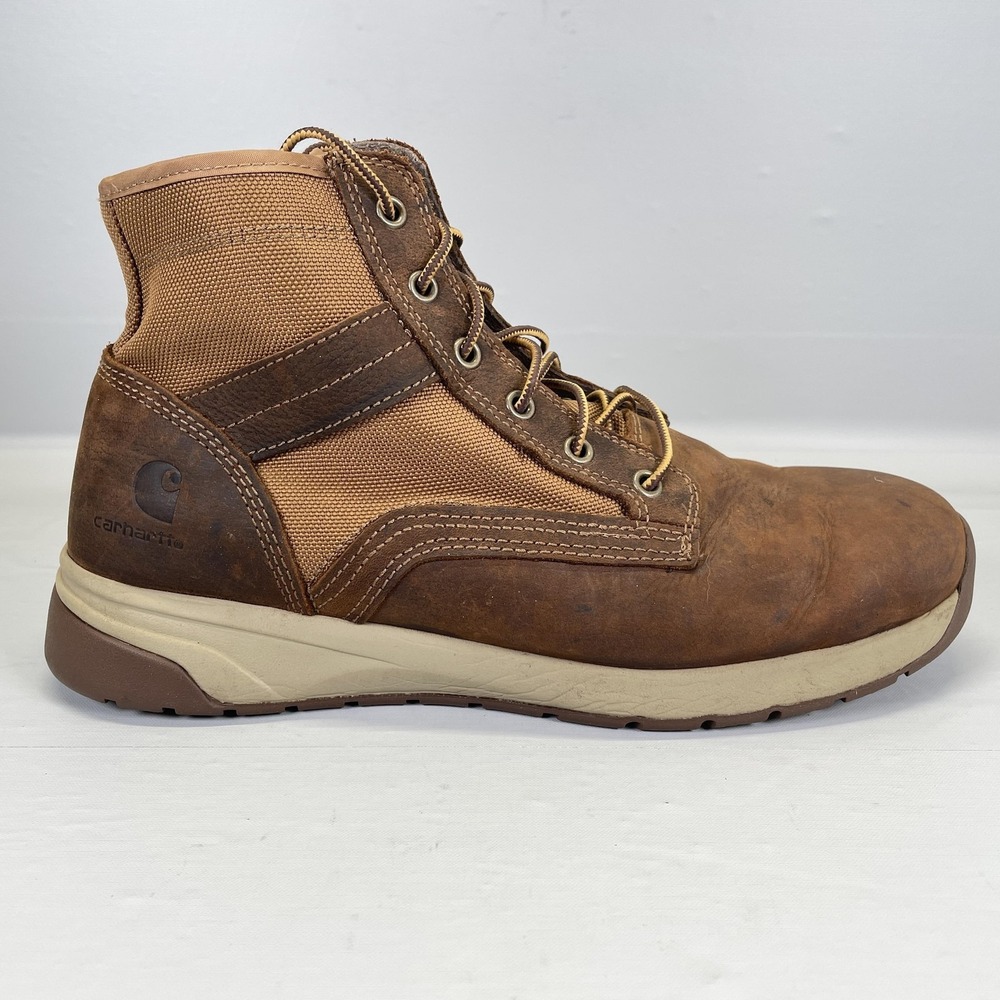 Carhartt Force 5" Work Boots Mens Size 11 Brown Leather Fabric Lace Up Shoes